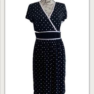 Sandra Darren Sz 12 PolkaDot Black and White Dress